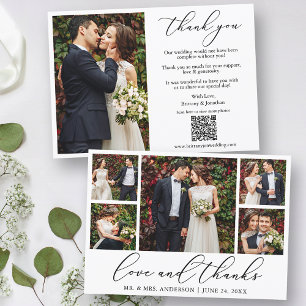 Tarjeta De Agradecimiento Caligrafía 6 Foto Amor Gracias Boda de código QR