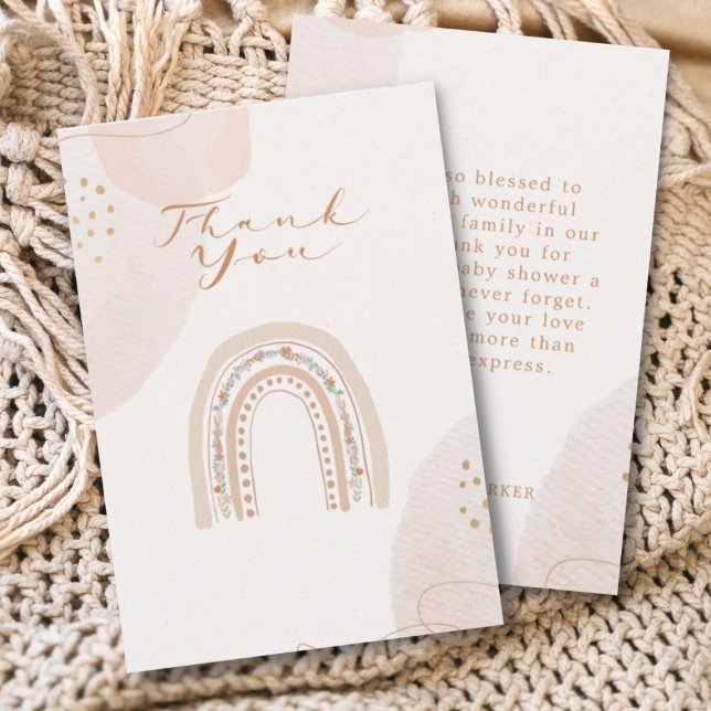 Tarjeta De Agradecimiento Caligrafía Arcoíris Bohemio Neutral en cuanto al G (Subido por el creador)