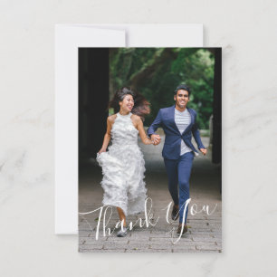 Tarjeta De Agradecimiento Caligrafía Chic Minimalista Personalizada Boda 2 F