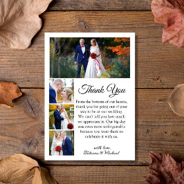 Tarjeta De Agradecimiento caligrafía clásica 4 fotos de casamiento