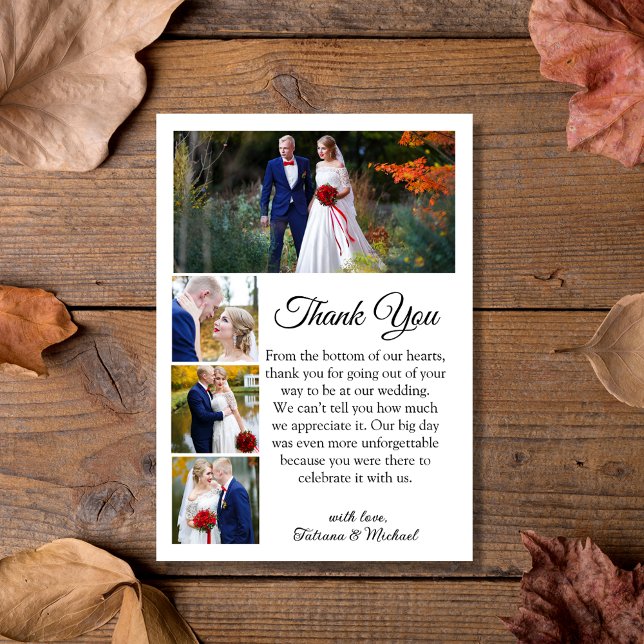 Tarjeta De Agradecimiento caligrafía clásica 4 fotos de casamiento (Subido por el creador)