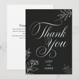 Tarjeta De Agradecimiento caligrafía clásica simple elegante con letras negr