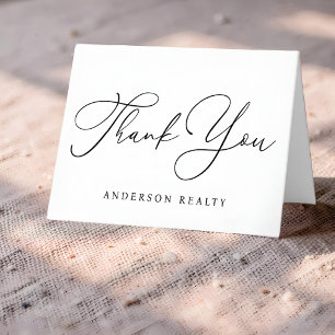 Tarjeta De Agradecimiento Caligrafía de Lujo Elegante Minimalista Negocios