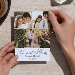 Tarjeta De Agradecimiento caligrafía de moda elegante 3 boda de fotos