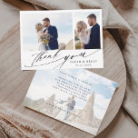 Tarjeta De Agradecimiento Caligrafía de Moda moderna 3 Boda fotográfico<br><div class="desc">Tarjeta de agradecimiento de fotos boda simple y moderna con una foto anticuada opcional y texto personalizado en la parte posterior. Puedes usar esta tarjeta para un boda, una ducha de novia, un compromiso, un aniversario o cualquier evento especial. Para una personalización más avanzada de este diseño, haga clic en...</div>