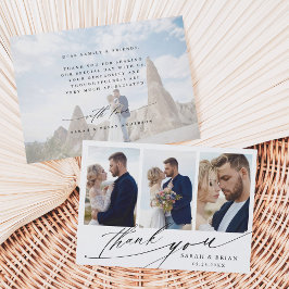 Tarjeta De Agradecimiento Caligrafía de Moda moderna 4 Boda de fotografía