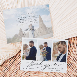 Tarjeta De Agradecimiento Caligrafía de Moda moderna 4 Boda de fotografía
