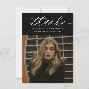 Tarjeta De Agradecimiento Caligrafía de presupuesto Dos Graduación en Negro