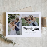 Tarjeta De Agradecimiento Caligrafía de Retro Negro Dos Bodas de fotografía<br><div class="desc">Expresar su gratitud con estilo con nuestra tarjeta de agradecimiento de nuestro boda de fotos de personalizable, que incluye caligrafía retro y un encantador collage de dos fotos. Perfecto para conmemorar su día especial, esta tarjeta de agradecimiento le permite mostrar sus momentos favoritos mientras transmite su más sincero agradecimiento a...</div>