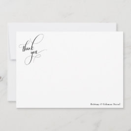 Tarjeta De Agradecimiento Caligrafía Elaborada Simple Blanco y Negro