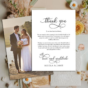 Tarjeta De Agradecimiento Caligrafía Elegante Foto de Boda de Tamaño Complet