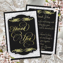 Tarjeta De Agradecimiento Caligrafía elegante - negro/oro