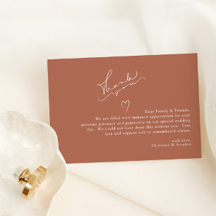 Tarjeta De Agradecimiento Caligrafía Elegante Terra Cotta Boda Sencilla