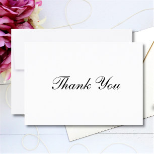 Tarjeta De Agradecimiento Caligrafía elegante texto personalizado negro blan