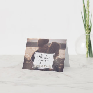 Tarjeta De Agradecimiento Caligrafía fotográfica romántica moderna