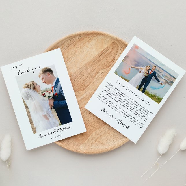 Tarjeta De Agradecimiento Caligrafía fotográfica simple moderna (Subido por el creador)