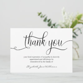 Tarjeta De Agradecimiento Caligrafía funeral gracias |  Duelo
