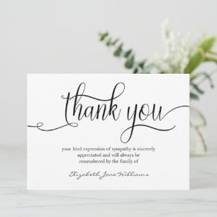 Tarjeta De Agradecimiento Caligrafía funeral gracias    Duelo
