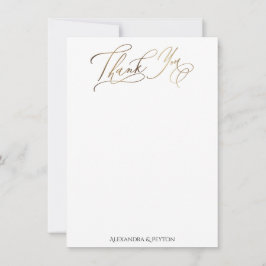 Tarjeta De Agradecimiento Caligrafía Gold Elegante sobre blanco