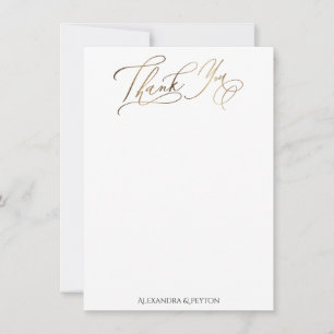 Tarjeta De Agradecimiento Caligrafía Gold Elegante sobre blanco