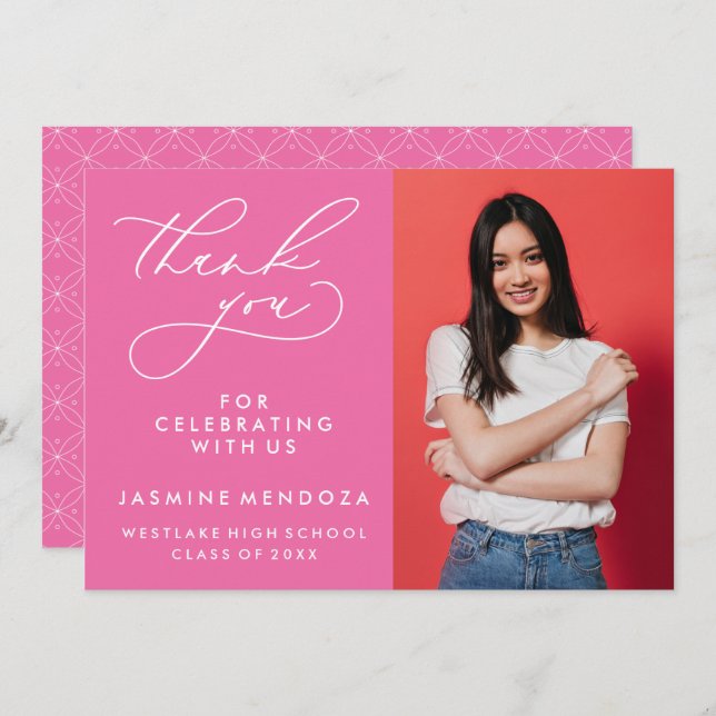 TARJETA DE AGRADECIMIENTO CALIGRAFÍA GRADUACIÓN SIMPLE Y CAPRICHOSA GRACIAS (Anverso / Reverso)