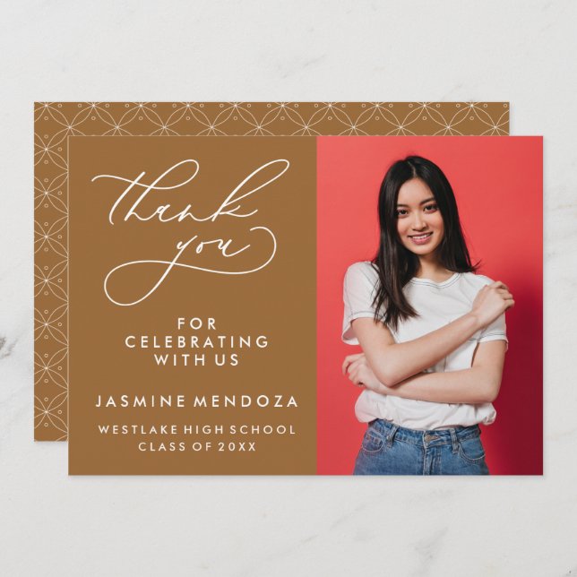 TARJETA DE AGRADECIMIENTO CALIGRAFÍA GRADUACIÓN SIMPLE Y CAPRICHOSA GRACIAS (Anverso / Reverso)