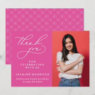TARJETA DE AGRADECIMIENTO CALIGRAFÍA GRADUACIÓN SIMPLE Y CAPRICHOSA GRACIAS