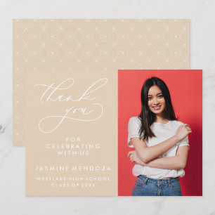 TARJETA DE AGRADECIMIENTO CALIGRAFÍA GRADUACIÓN SIMPLE Y CAPRICHOSA GRACIAS