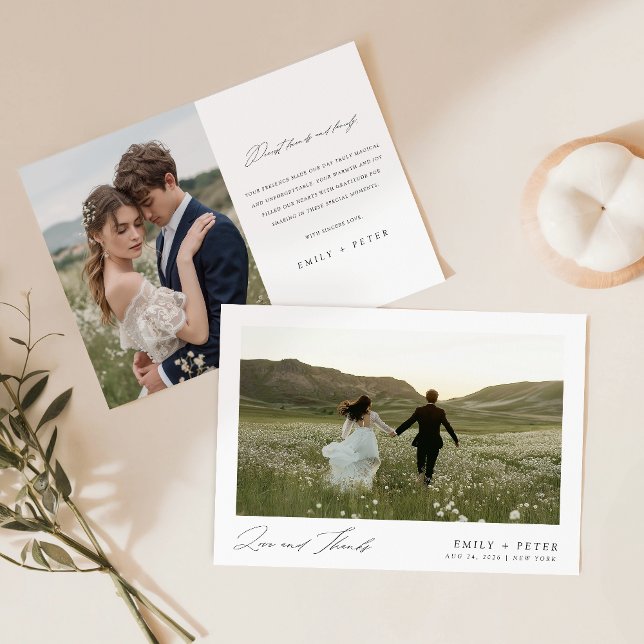 Tarjeta De Agradecimiento Caligrafía minimalista 2 Boda fotográfico (Subido por el creador)