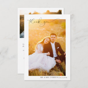 Tarjeta De Agradecimiento Caligrafía moderna 2 Boda de fotos Gracias
