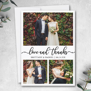 Tarjeta De Agradecimiento Caligrafía moderna 3 Collage de Bodas fotográficos