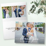Tarjeta De Agradecimiento Caligrafía moderna 4 Boda de fotografía doblado<br><div class="desc">Moderna y elegante caligrafía - Novia y Boda de fotos Groom 4 - Tarjeta de agradecimiento. Foto en la parte delantera y 3 fotos dentro de la tarjeta. Disponible como tarjeta de 5 x 7 plegada o tarjeta de nota plegada 4 x 5, 6</div>