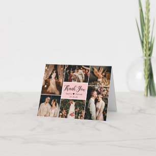 Tarjeta De Agradecimiento Caligrafía moderna 6 Boda de Collage de fotos