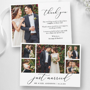 Tarjeta De Agradecimiento Caligrafía moderna 6 Foto Recién casados Boda