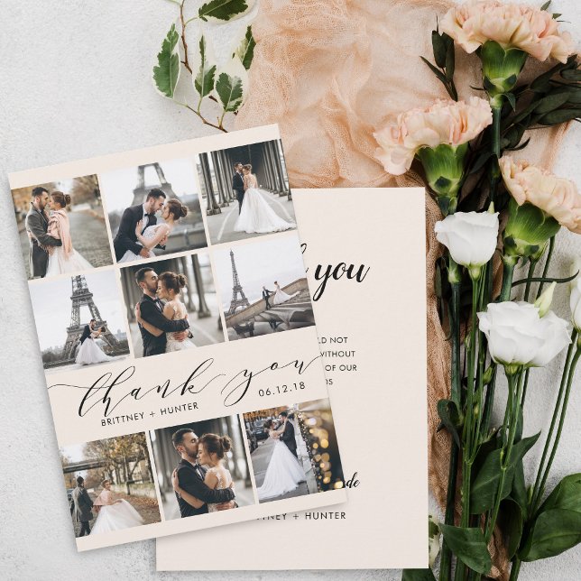 Tarjeta De Agradecimiento Caligrafía moderna 9 Collage de fotos de blanco (Subido por el creador)