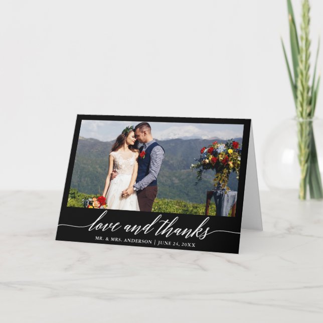 Tarjeta De Agradecimiento Caligrafía moderna Amor Gracias Boda B Fold (Anverso)