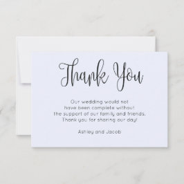 Tarjeta De Agradecimiento Caligrafía moderna. Boda de escritura simple azul