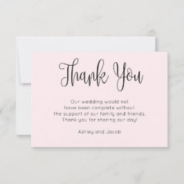 Tarjeta De Agradecimiento Caligrafía moderna. Boda rosa con letra sencilla