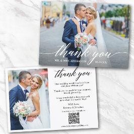 Tarjeta De Agradecimiento Caligrafía moderna Código QR 2 Boda fotográfico