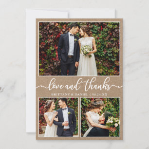 Tarjeta De Agradecimiento Caligrafía moderna Collage de Bodas fotográficos K
