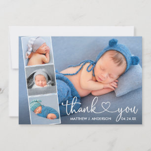 Tarjeta De Agradecimiento Caligrafía moderna Collage de fotos Heart Baby 4