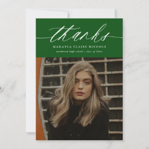 Tarjeta De Agradecimiento Caligrafía moderna Dos Graduación verde foto