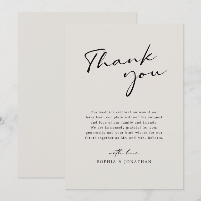 Tarjeta De Agradecimiento Caligrafía moderna Elegante Huevos Boda simple (Anverso / Reverso)