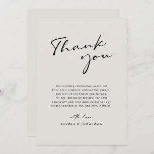 Tarjeta De Agradecimiento Caligrafía moderna Elegante Huevos Boda simple