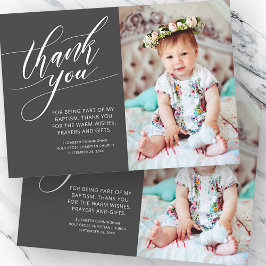 Tarjeta De Agradecimiento Caligrafía moderna Foto Bautismo Gracias