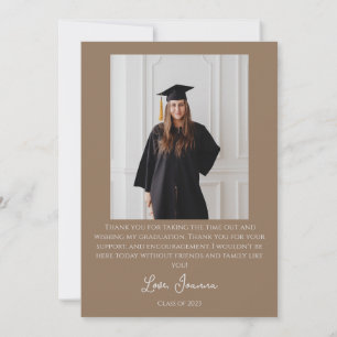 Tarjeta De Agradecimiento caligrafía moderna foto de graduado