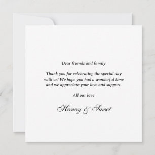 Tarjeta De Agradecimiento Caligrafía moderna Matrimonio personalizado simple