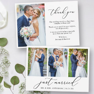 Tarjeta De Agradecimiento Caligrafía moderna para foto de recién casados bod