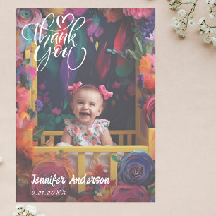 Tarjeta De Agradecimiento Caligrafía moderna Personalizado completa foto Bab
