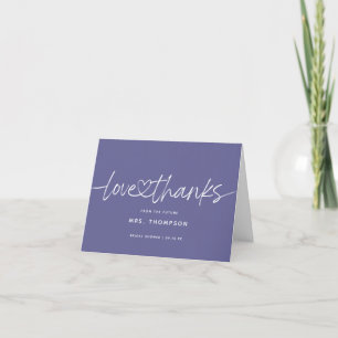 Tarjeta De Agradecimiento Caligrafía moderna Rosa de boda Morada doblada